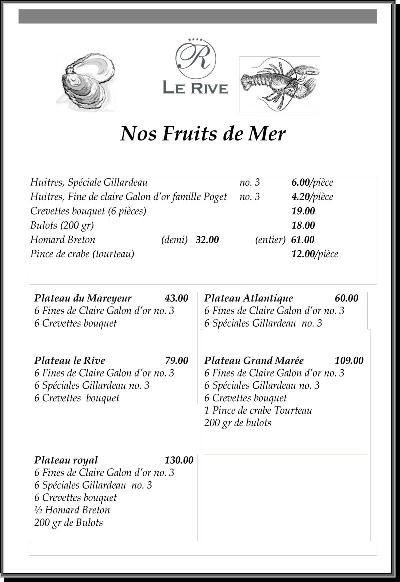 Brasserie Le Rive Nyon - Fruits de mer