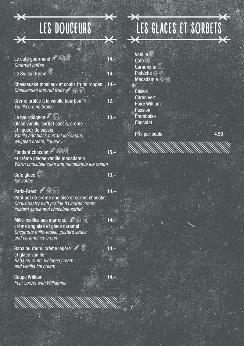 Brasserie Le Rive Nyon - Carte des desserts - 2025